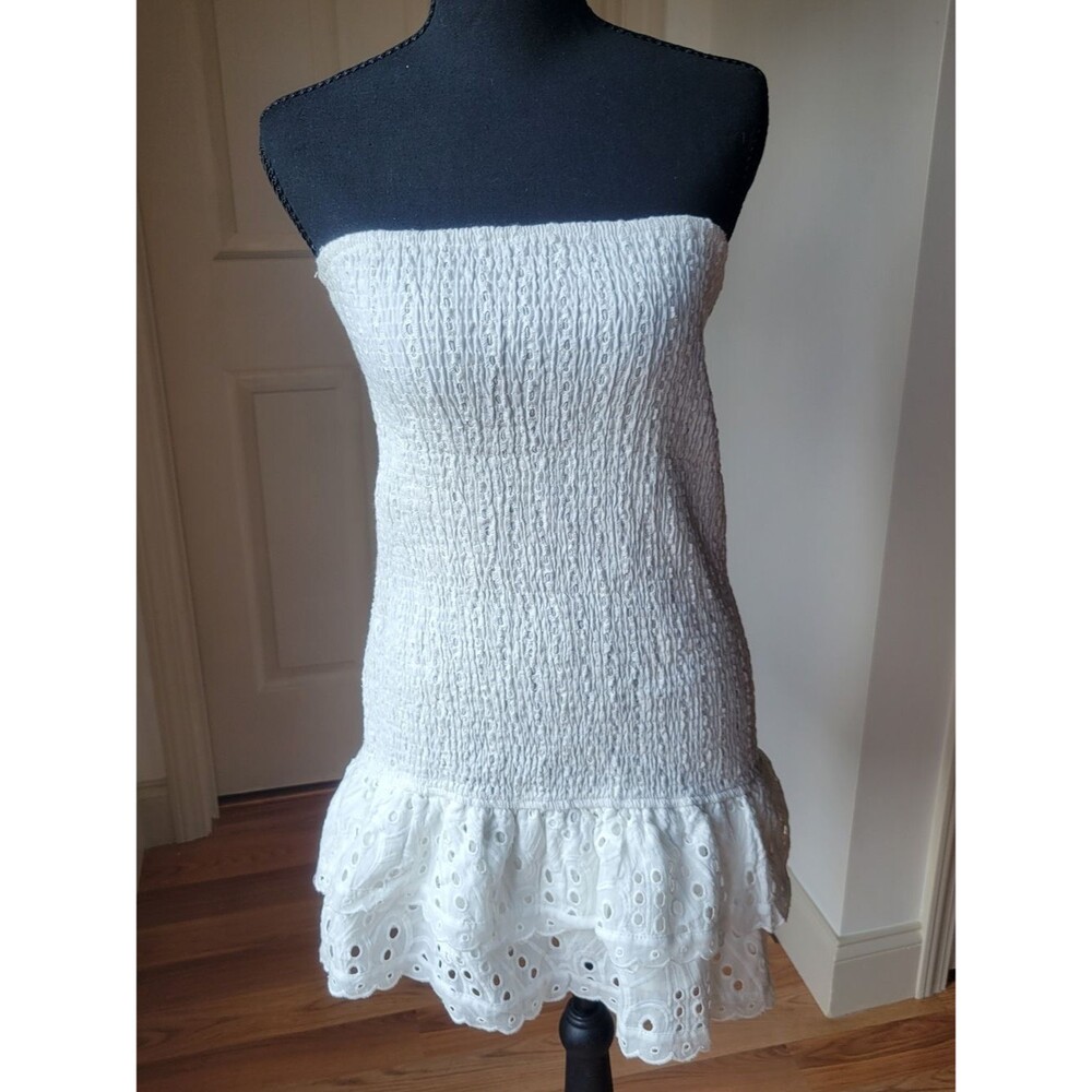 Edikted Livia Lacey Cotton Scrunch Mini Dress Size M